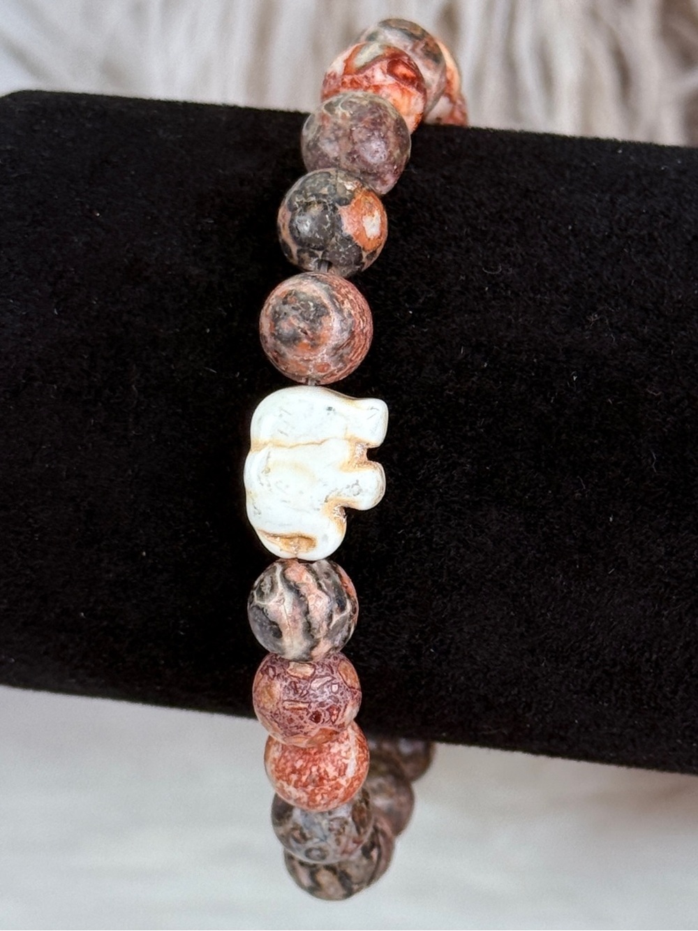 Elephant Charm Gemstone Beaded stretch bracelet